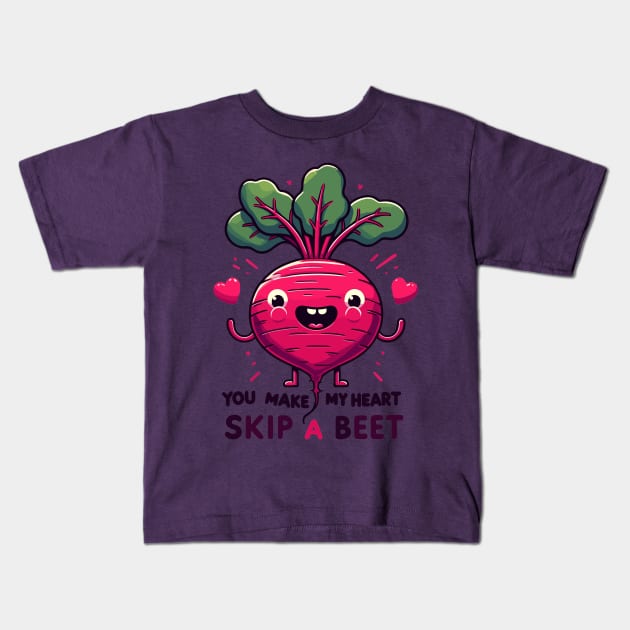 My Heart Skip A Bit for you Beetroot Lover Kids T-Shirt by MunMun